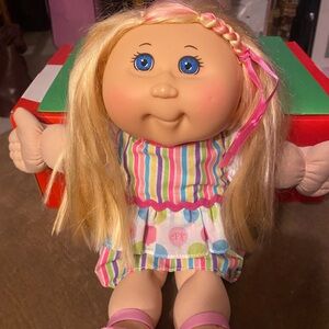 Cabbage Patch doll-Striped Dress Doll with Blonde Hair and Pink Accents